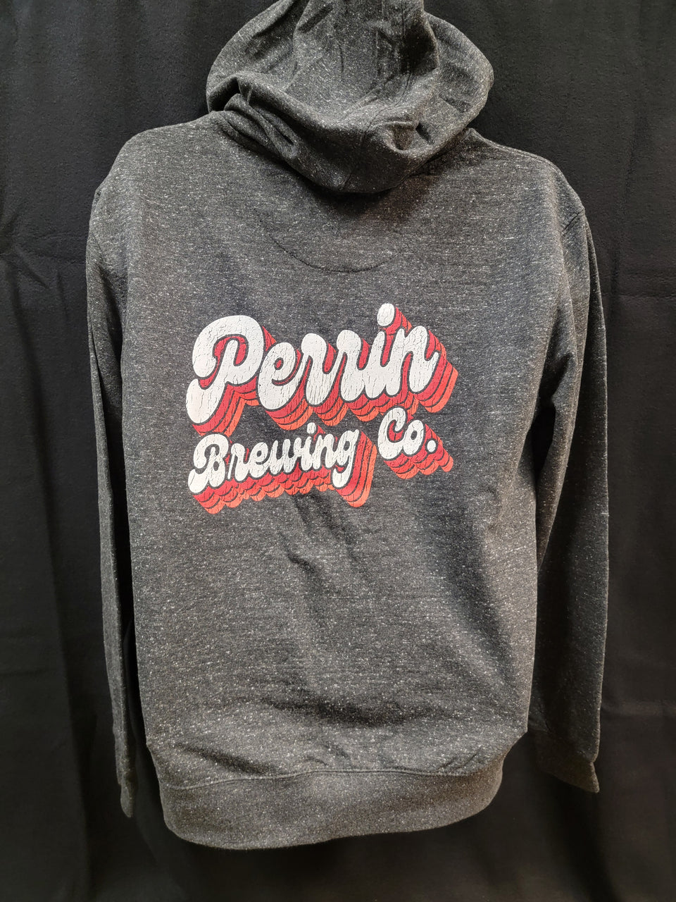 Heathered Black Full Zip Logo Hoodie