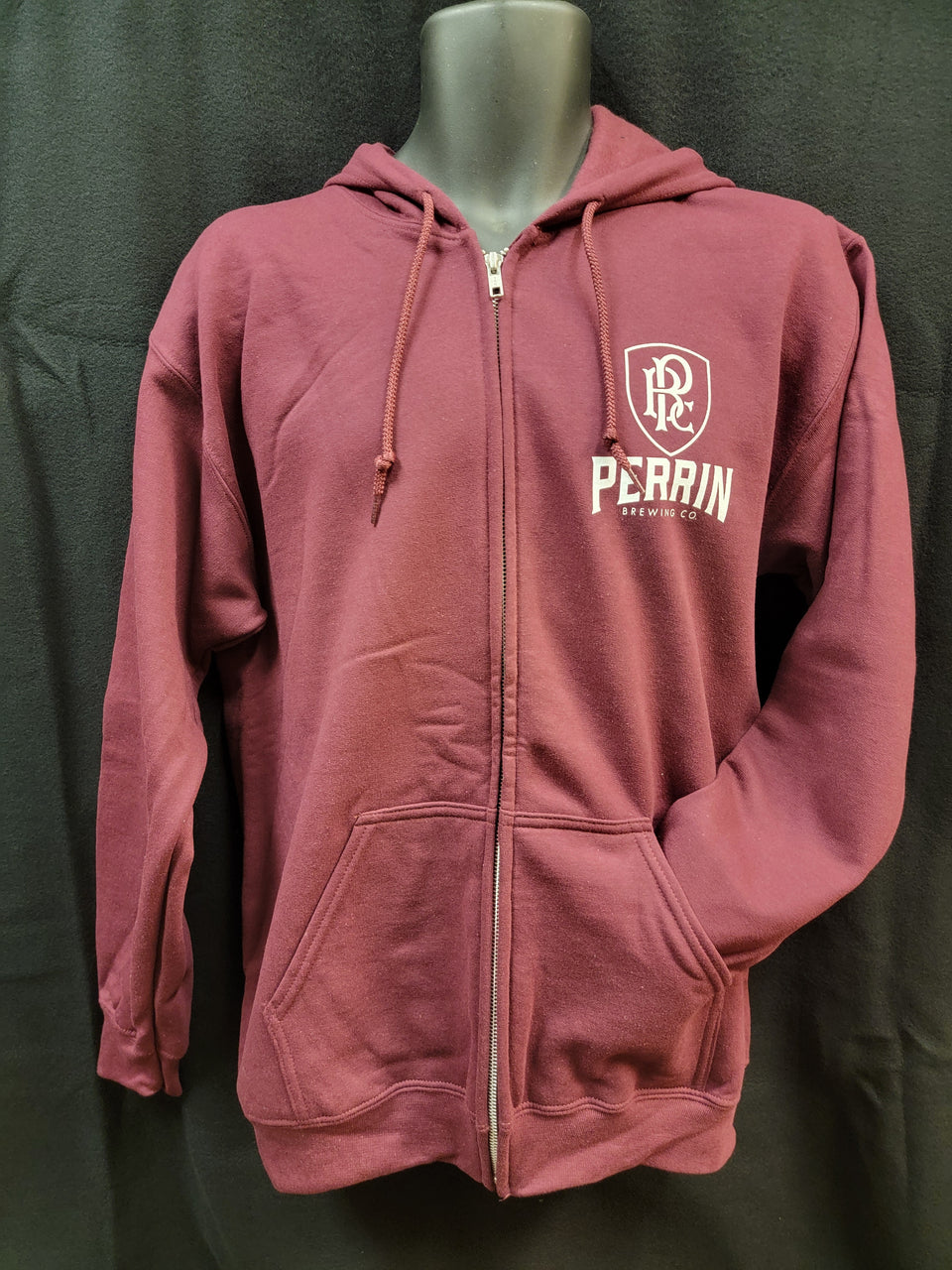 Maroon Full Zip Logo Hoodie