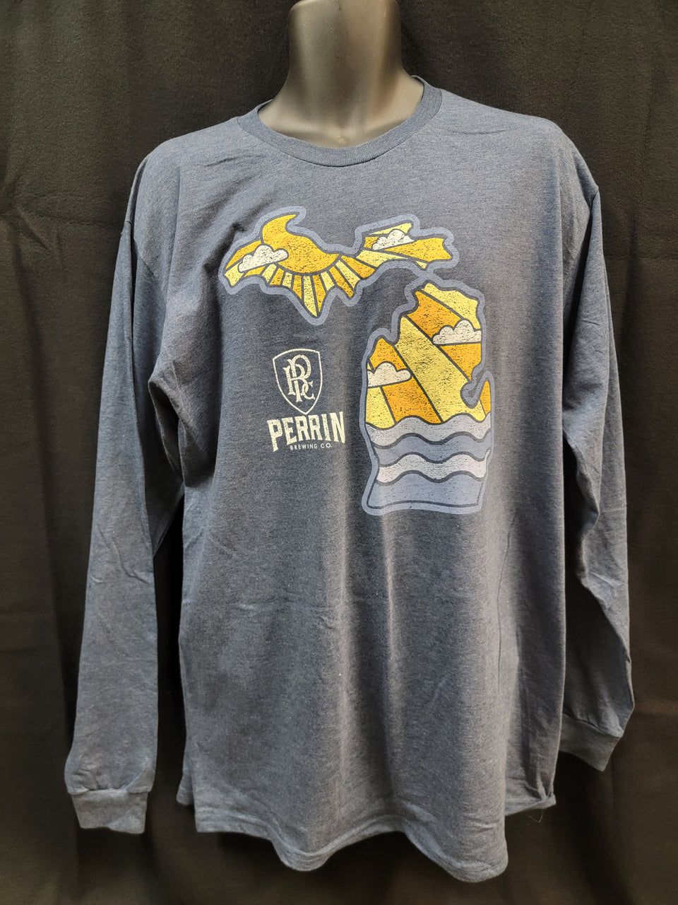 Heathered Blue State Outline Sleeved Tee